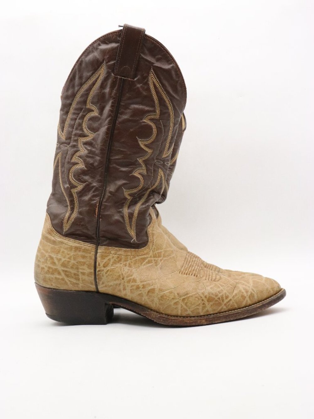 Vintage Abilene  Men's 11 EE Brown Beige Elephant Leather Western Cowboy Boots